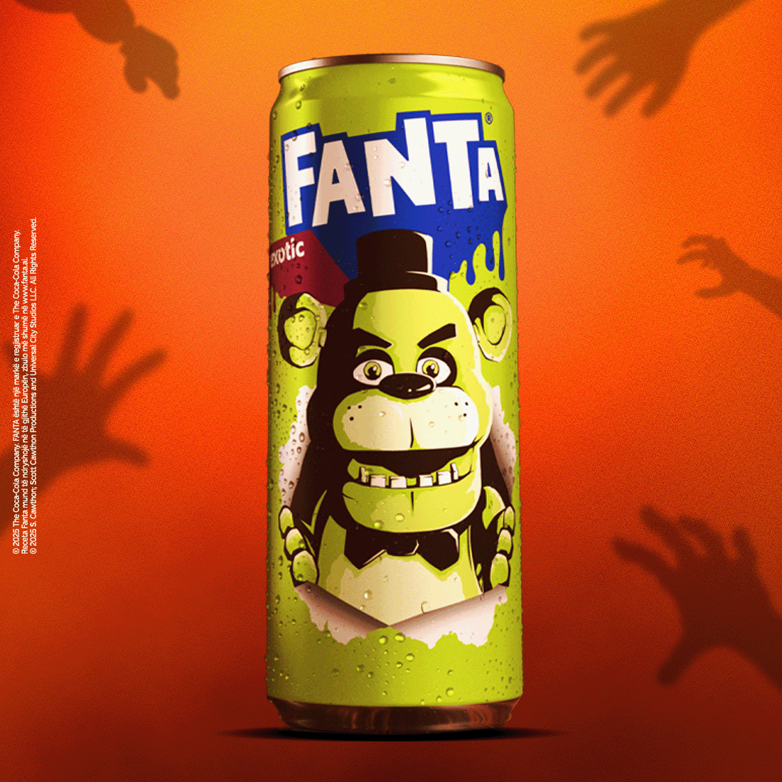 Kanaçe Fanta Exotic me imazhin e Freddy Fazbear 