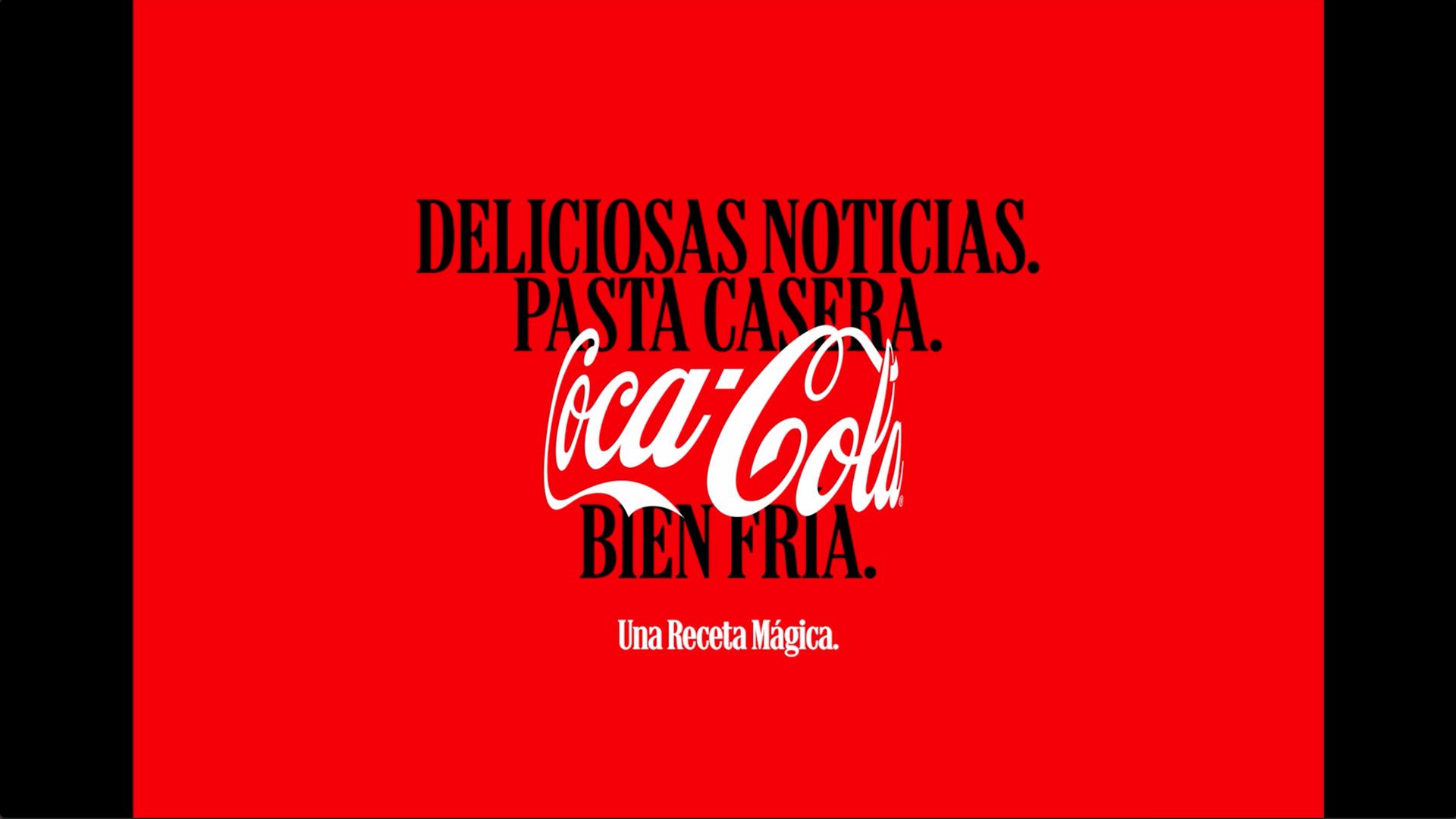 Deliciosas noticias. Pasta casera. Coca-Cola bien fría.