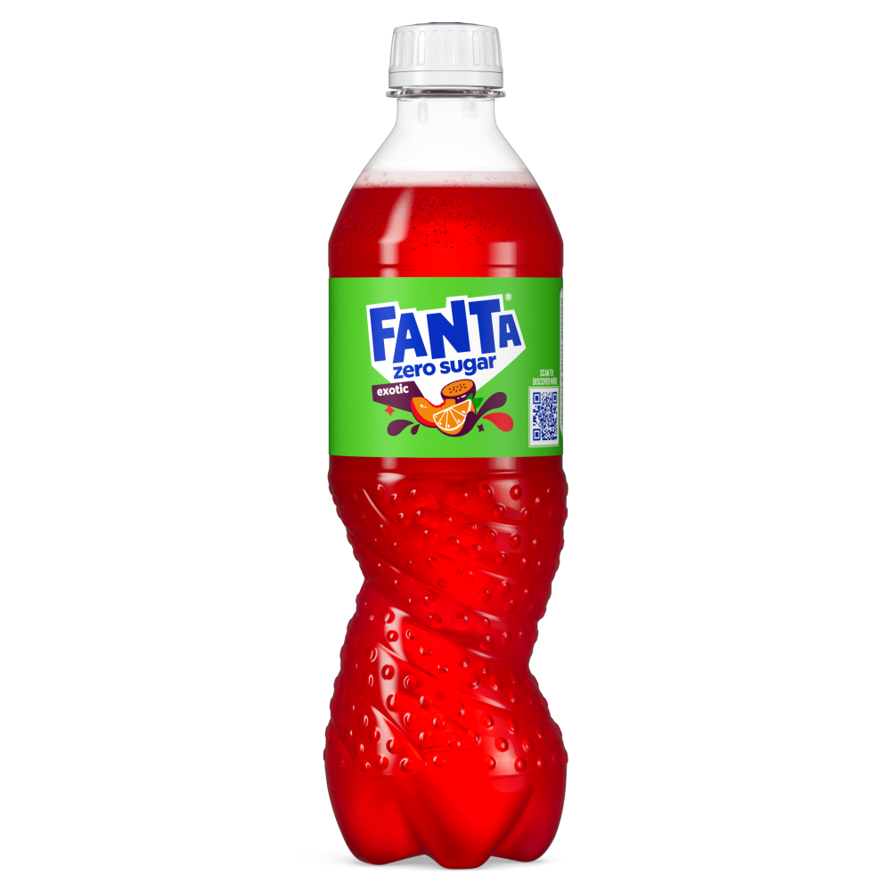 Eine Flasche Fanta Exotic Zero Sugar