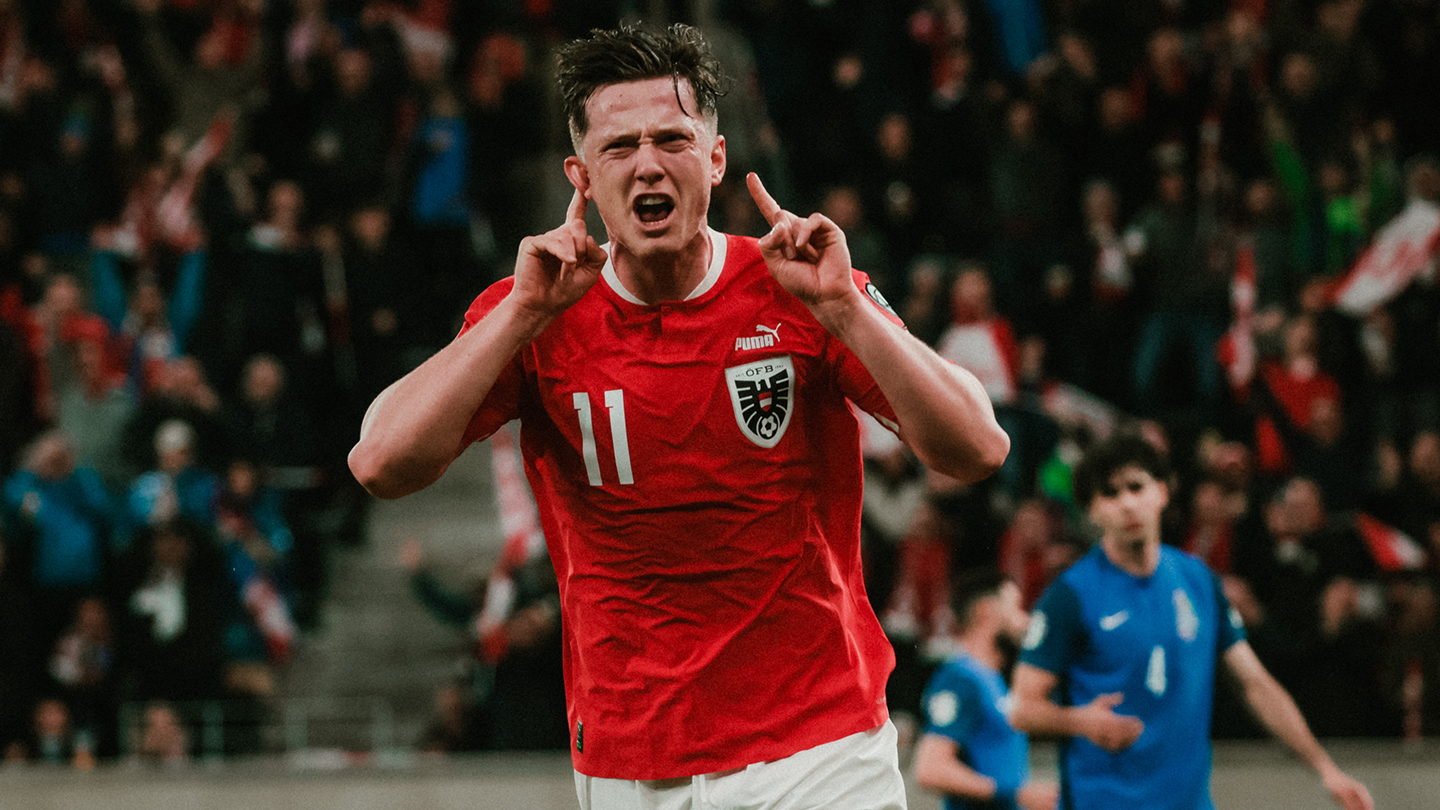 Michael Gregoritsch beim emotionalen Torjubel im Dress des österreichischen Nationalteams