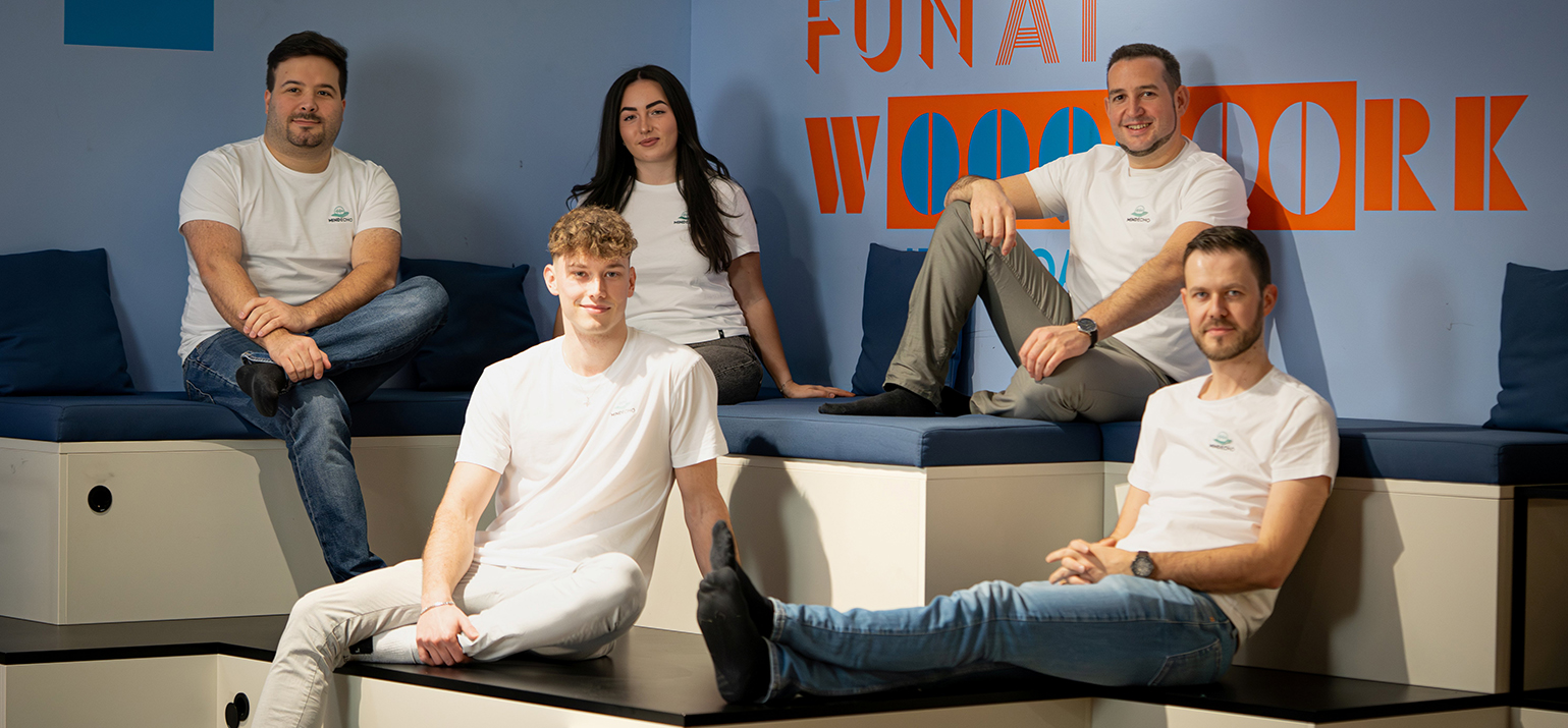 Das MindEcho-Team mit Bernhard Sommer, Kilian Pockenauer, Sophie Gadermayr, Benjamin Hindinger und Dominik Stix.