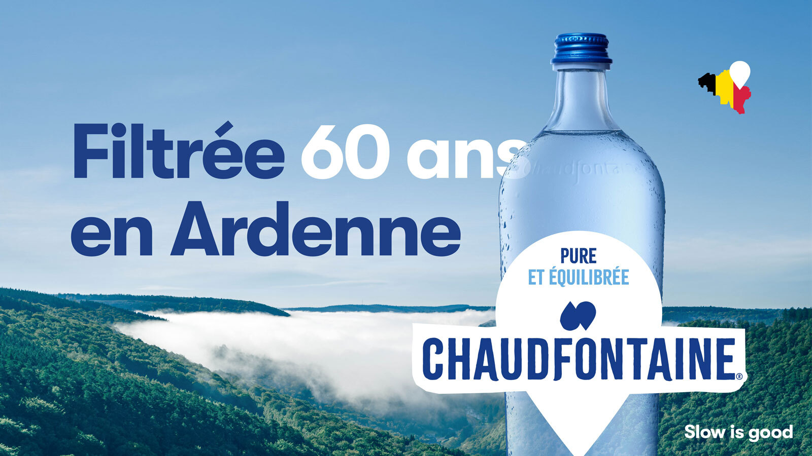 Eau Chaudfondaine filtrée 60 ans en Ardenne