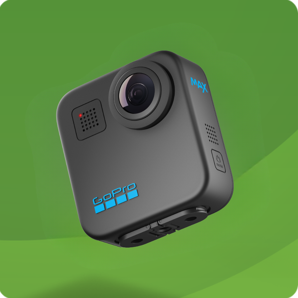 Caméra d’action GoPro noire avec écran et objectif grand angle, présentée comme un lot à gagner.
