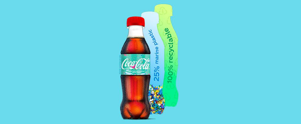 Coca-Cola-fles gemaakt met plastic uit de zee