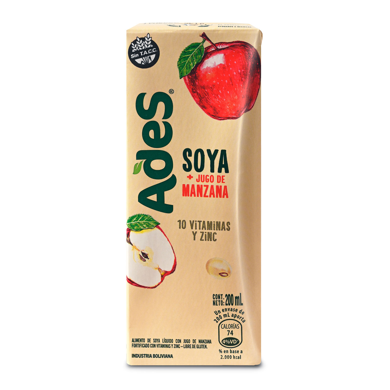 Tetra Brik de Ades Soya con Jugo de Manzana 200 mL