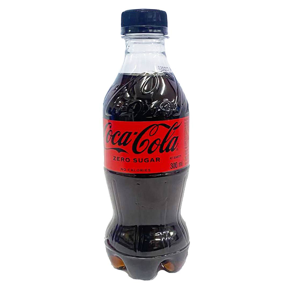 Cold bottle of Coca-Cola Zero Sugar