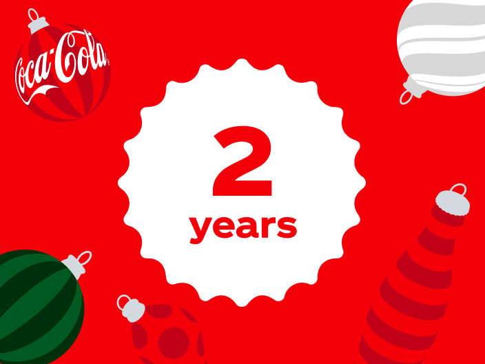vector image with 2 years in the center surrounded by Christmas ornaments