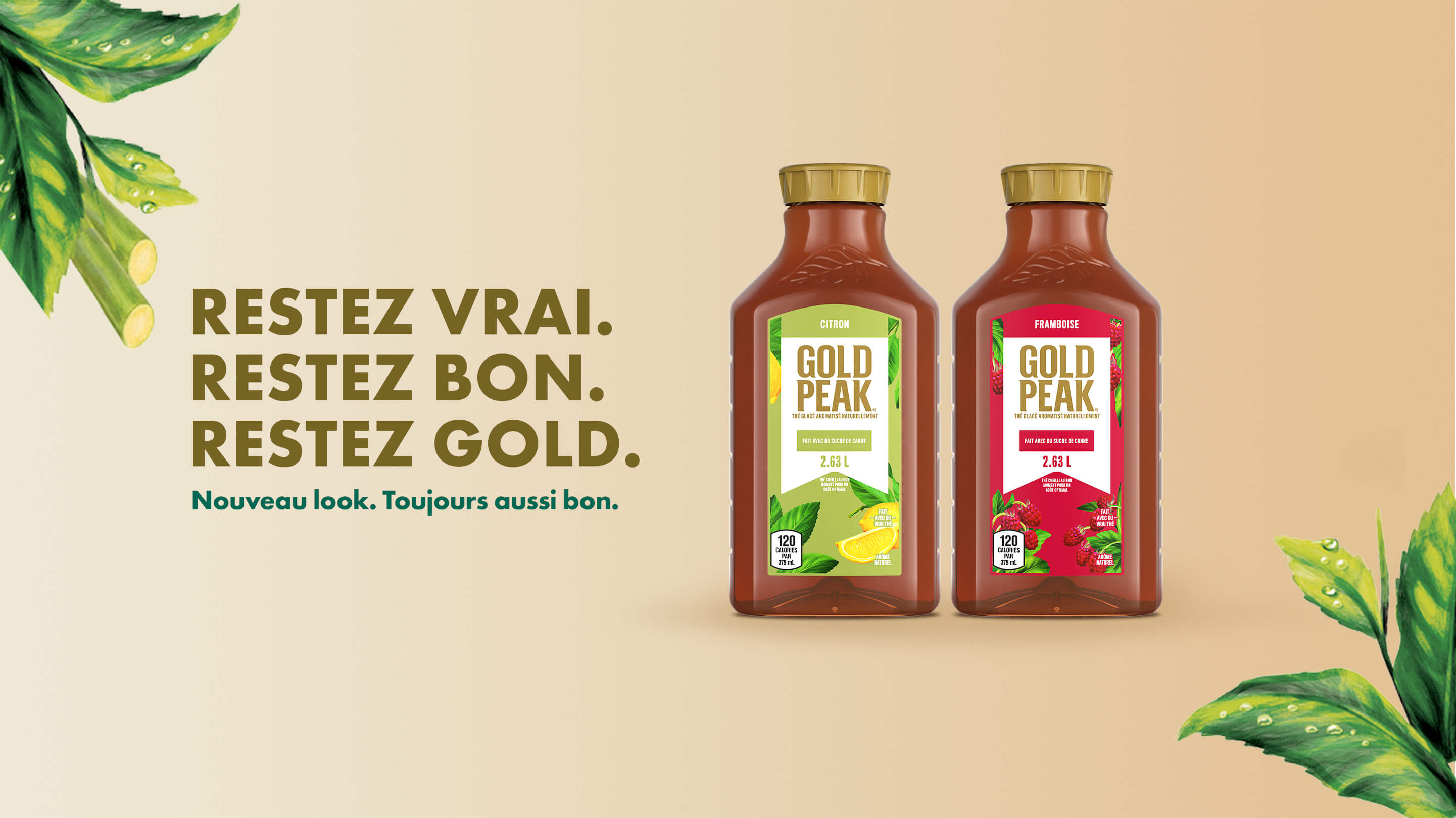 Gold Peak. Restez vrai. Restez bon. Restez gold. Nouveau look. Toujours aussi bon.