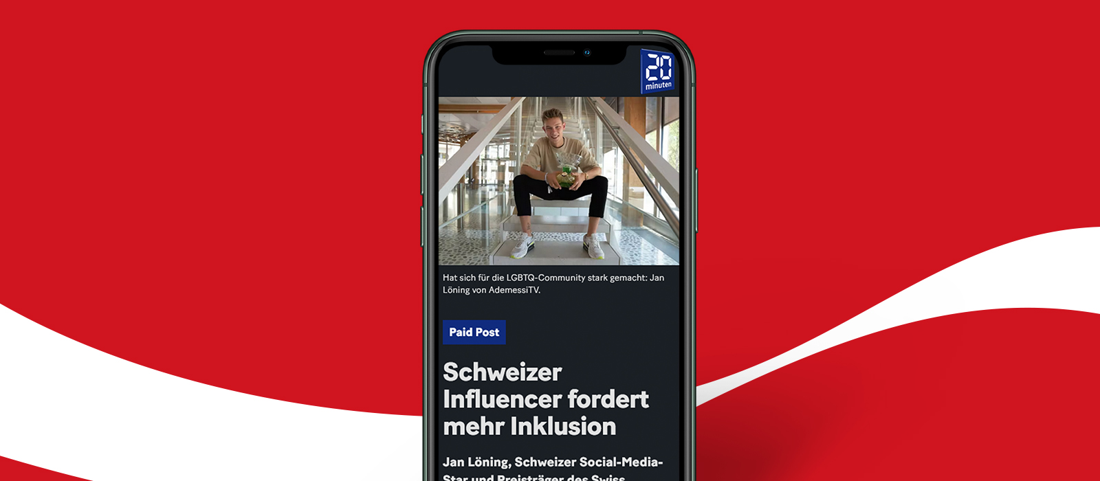 Ein Handy zeigt einen Artikel zum Thema Inklusion an