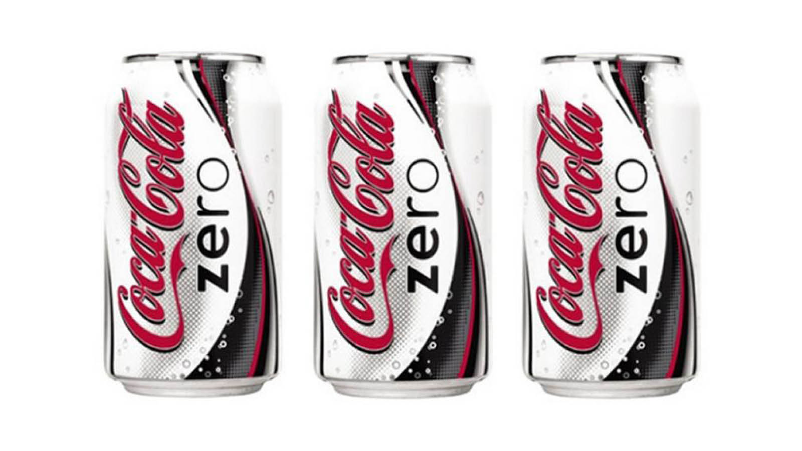 Coca-Cola Zero sucre canettes en blanc.