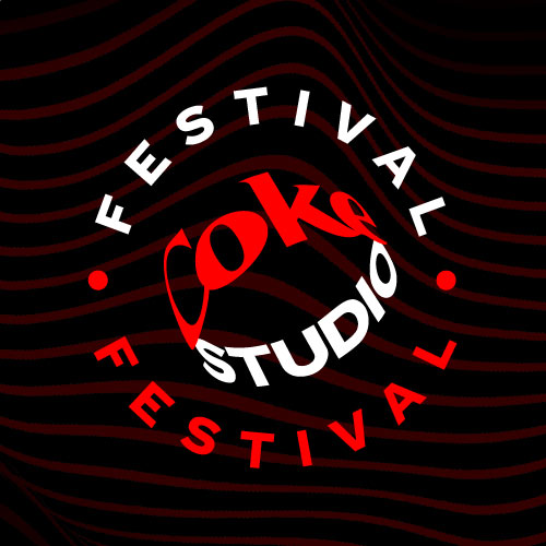 Logo del Coke Studio Festival sobre un fondo negro con lineas de color rojo oscuro.