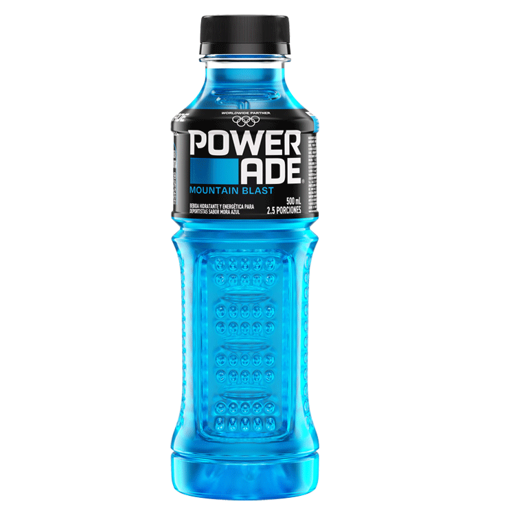 Botella de Powerade Mountain Blast sabor mora azul, 500 ml.​