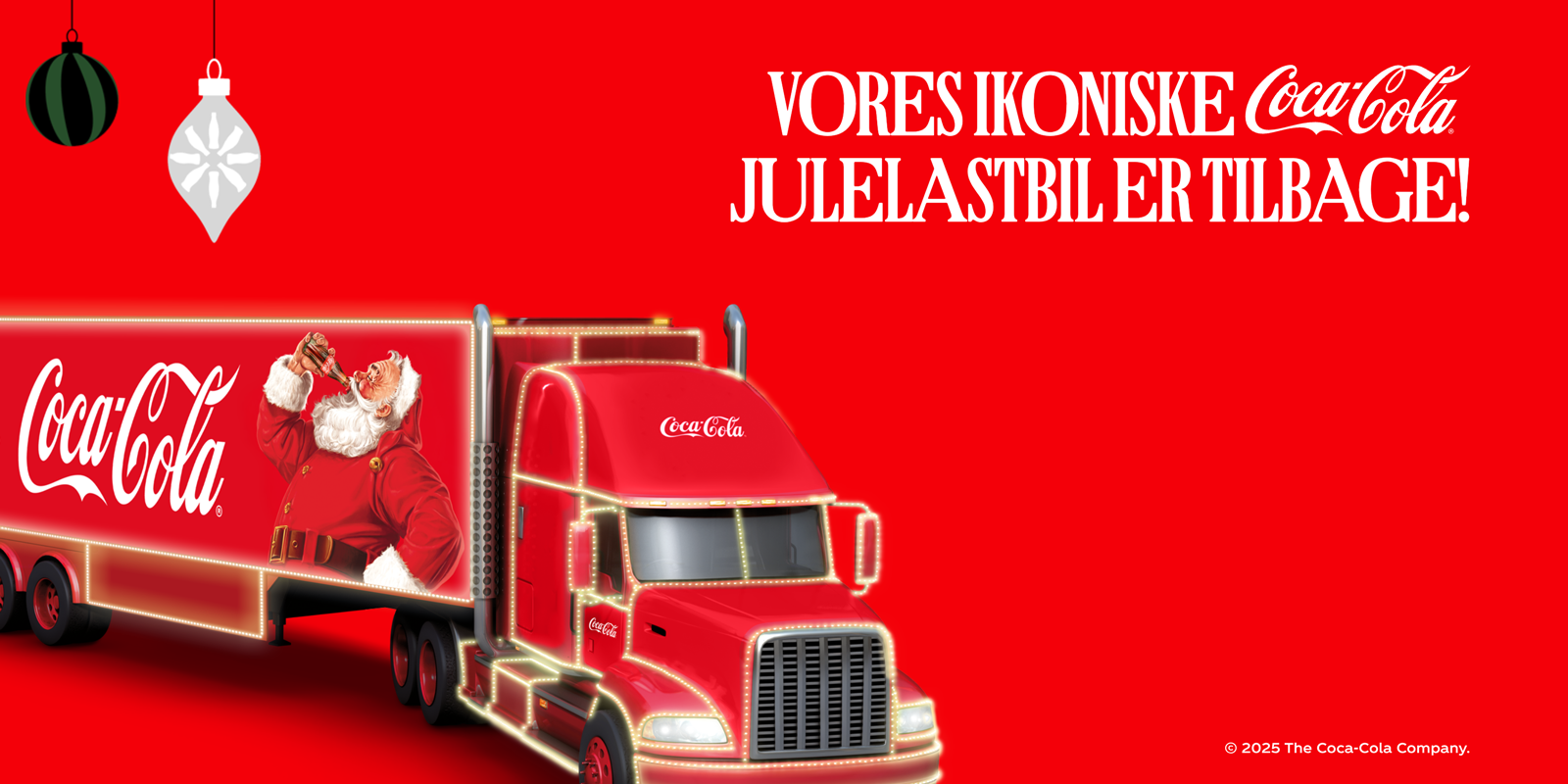 Coca-Cola Julelastbil på rød baggrund