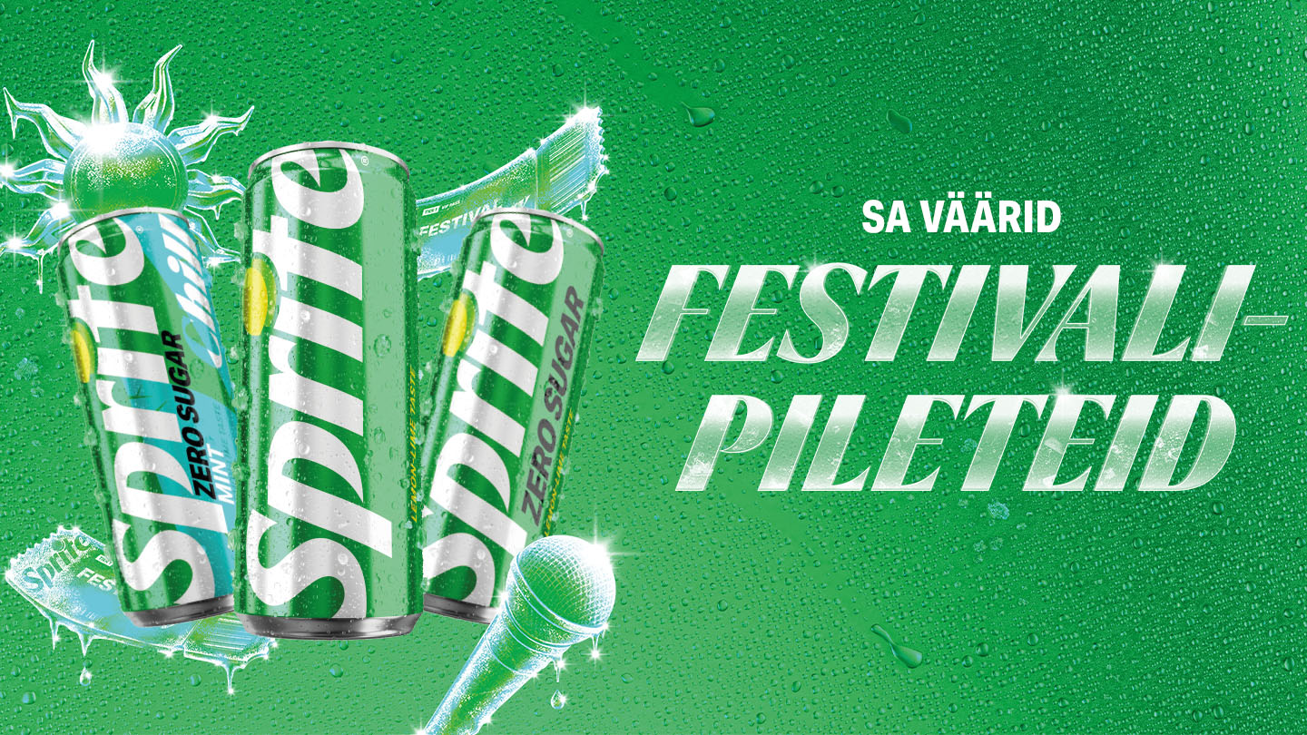 Roheline reklaambänner tekstiga „Sää väärid festivalipileteid”.