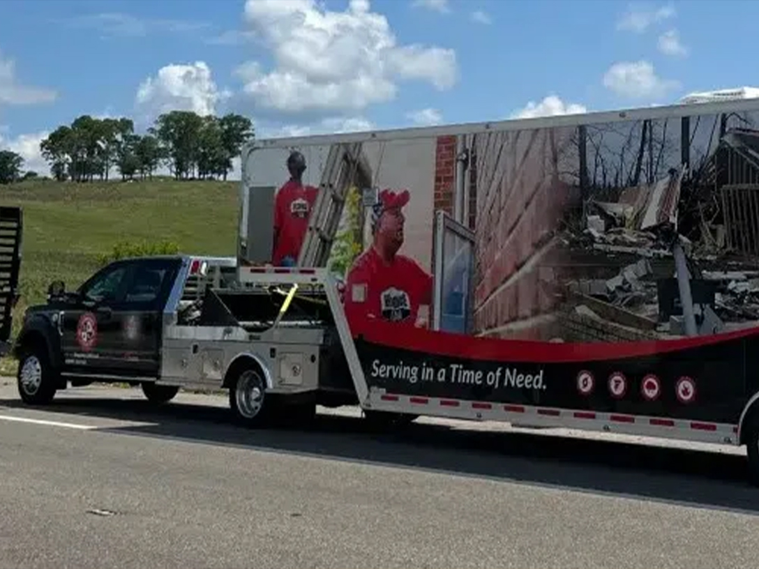 A truck cruising a road