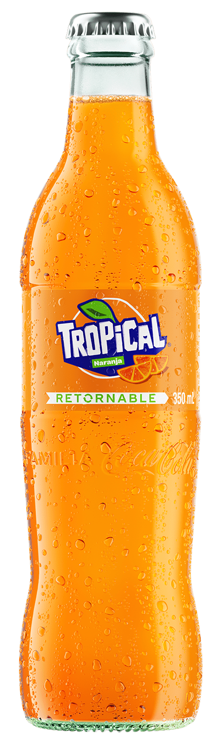 Botella de vidrio retornable de Tropical Sabor Naranja de 350 ml