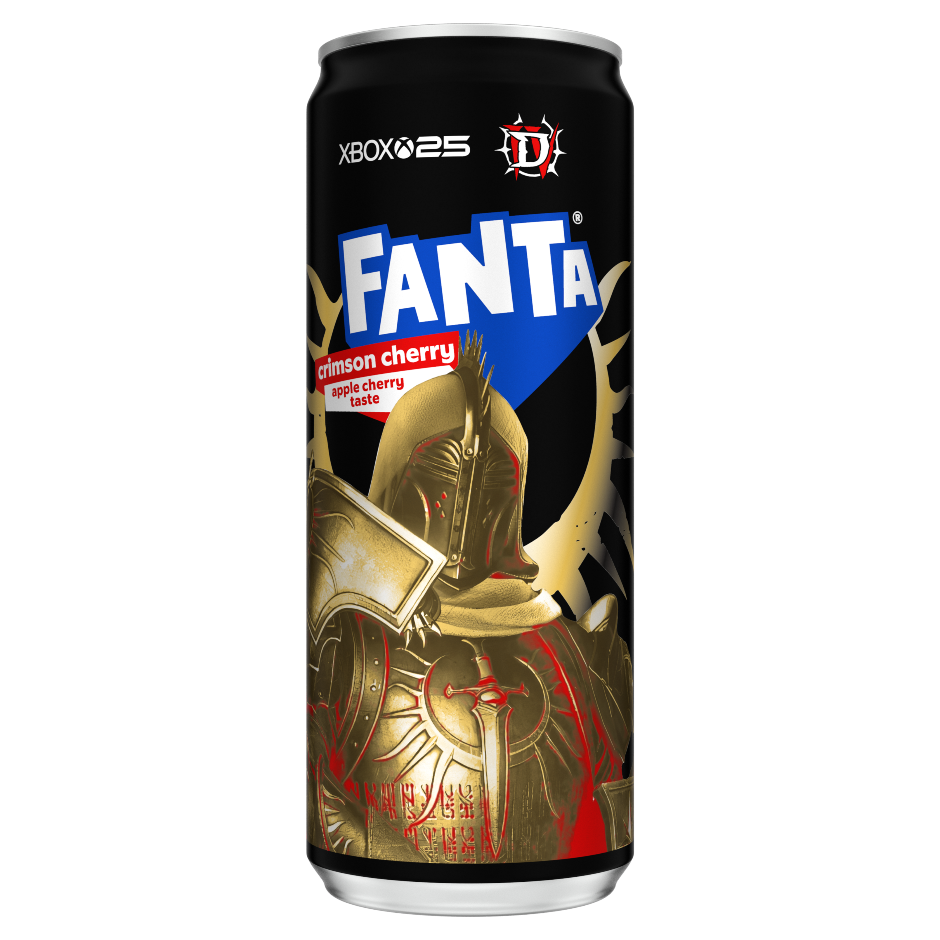 Fanta Crimson Cherry can on a white background
