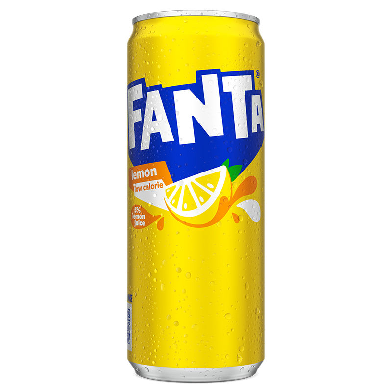 Fanta Lemon can on white background