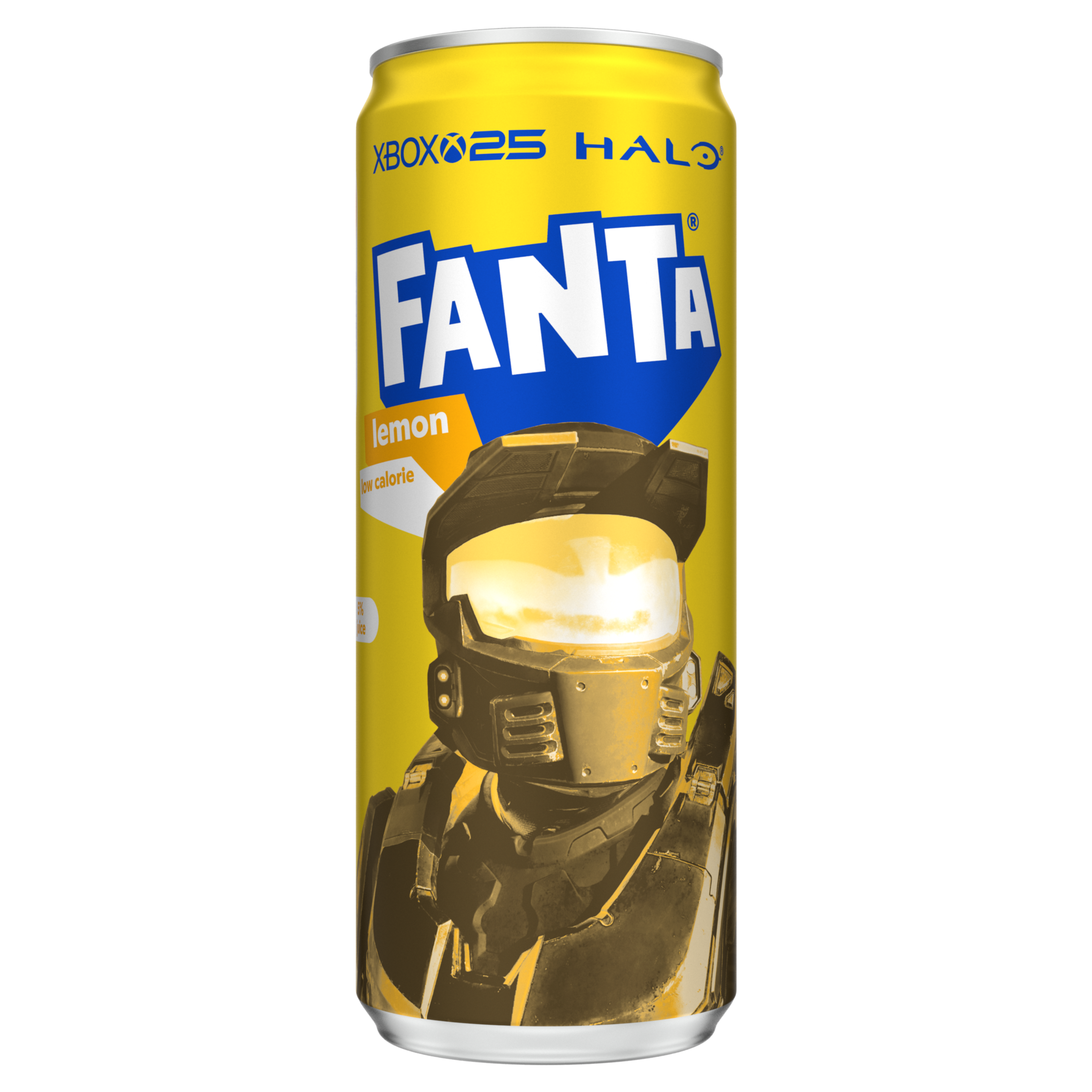 Fanta Lemon can on white background