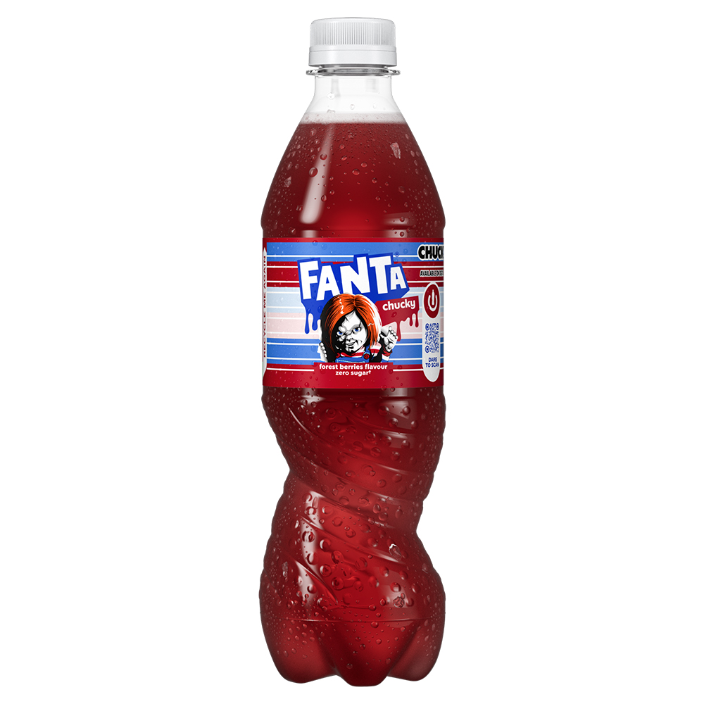 a bottle of Chucky Punch Fanta