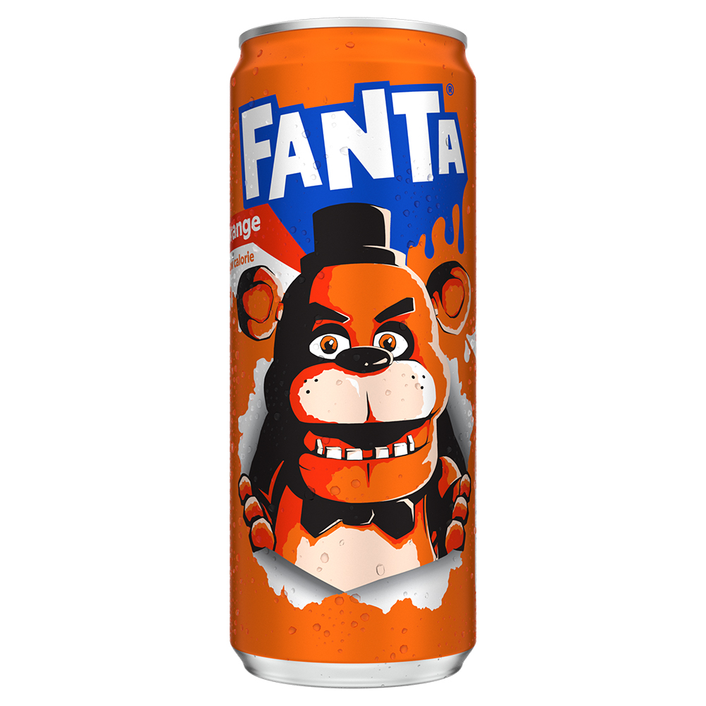 a can of Orange x Freddy FazBear fanta
