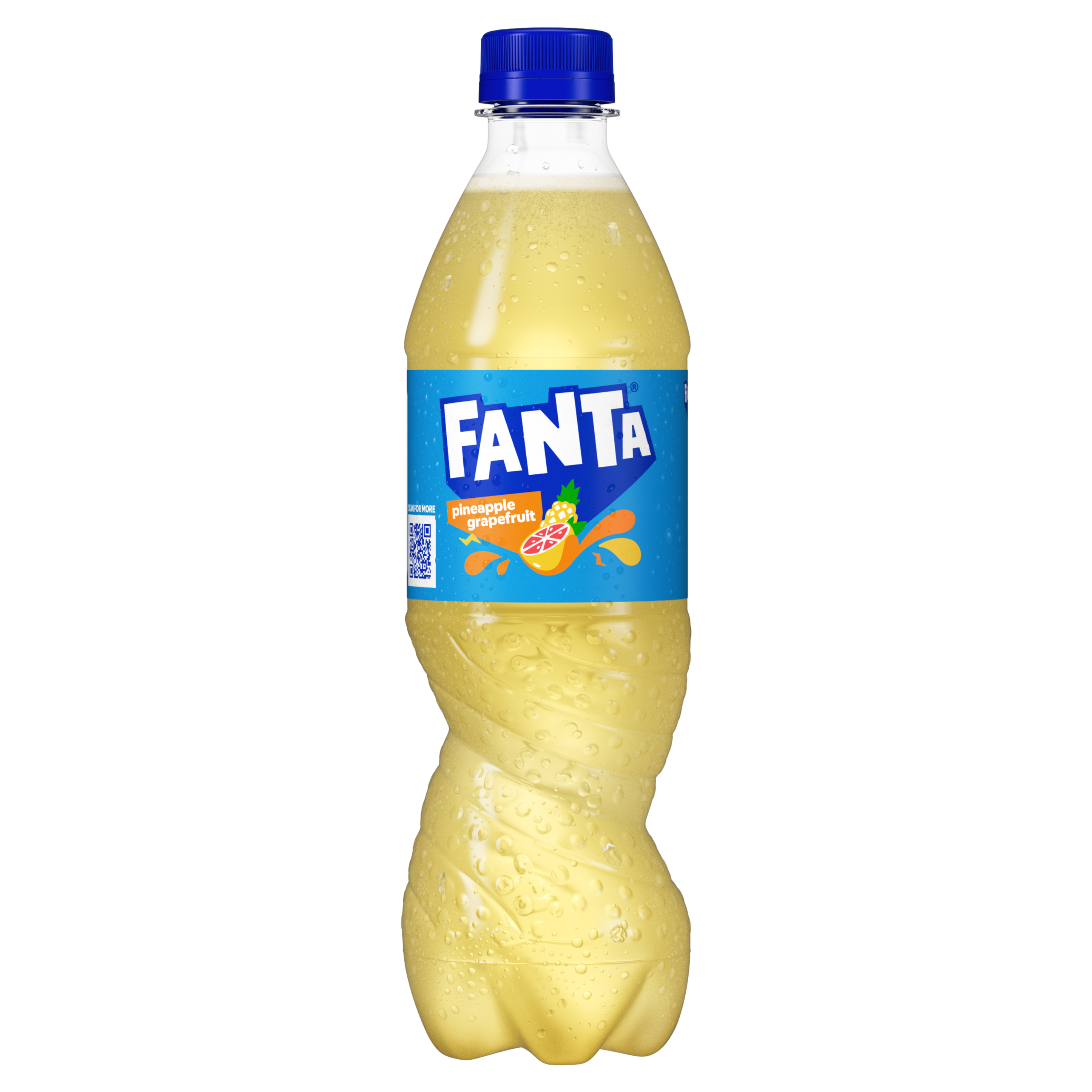 Fanta Pineapple & Grapefruit  on white background