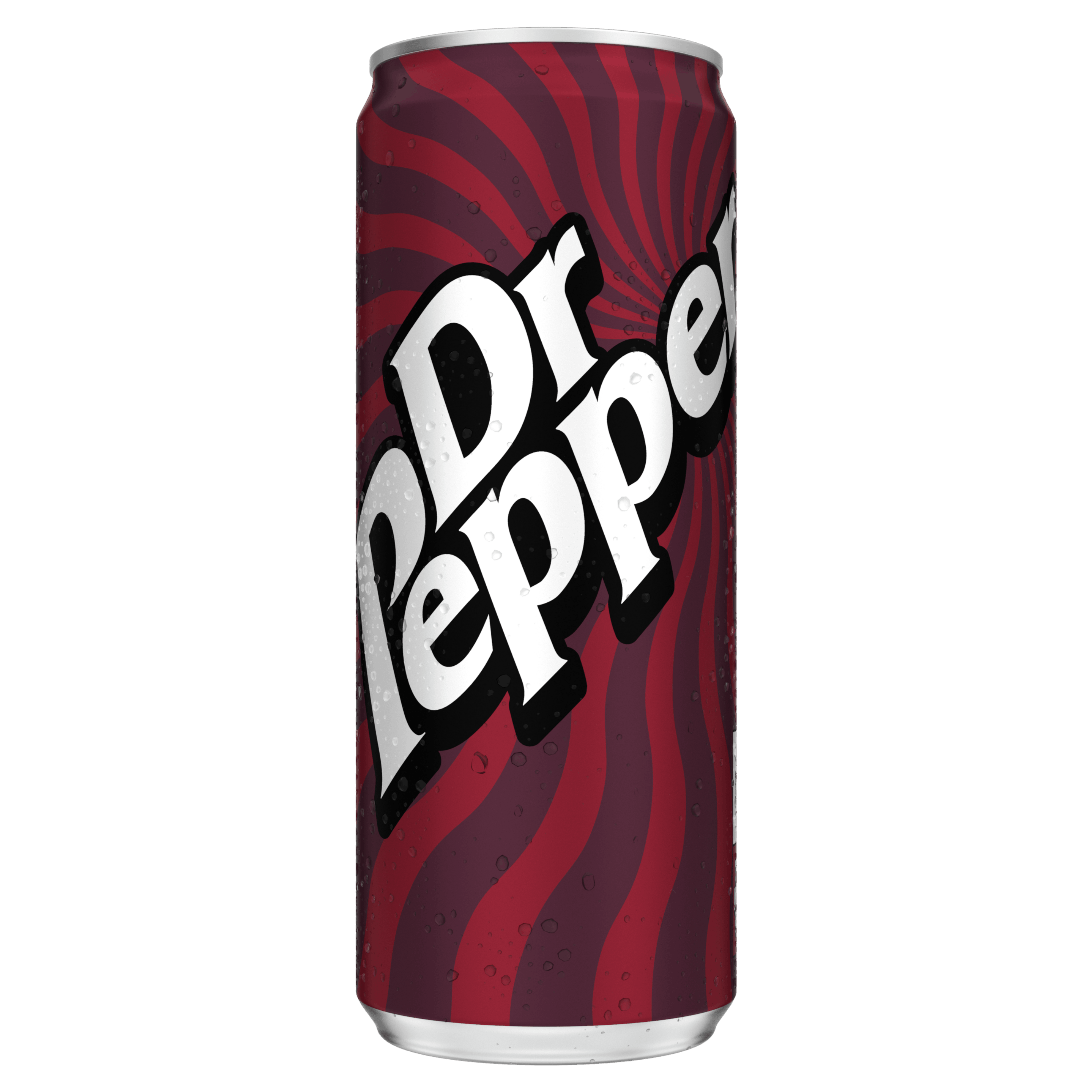Dr Pepper can on white background.