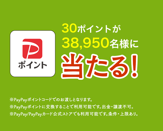 PayPayポイント30ポイントが当たる！