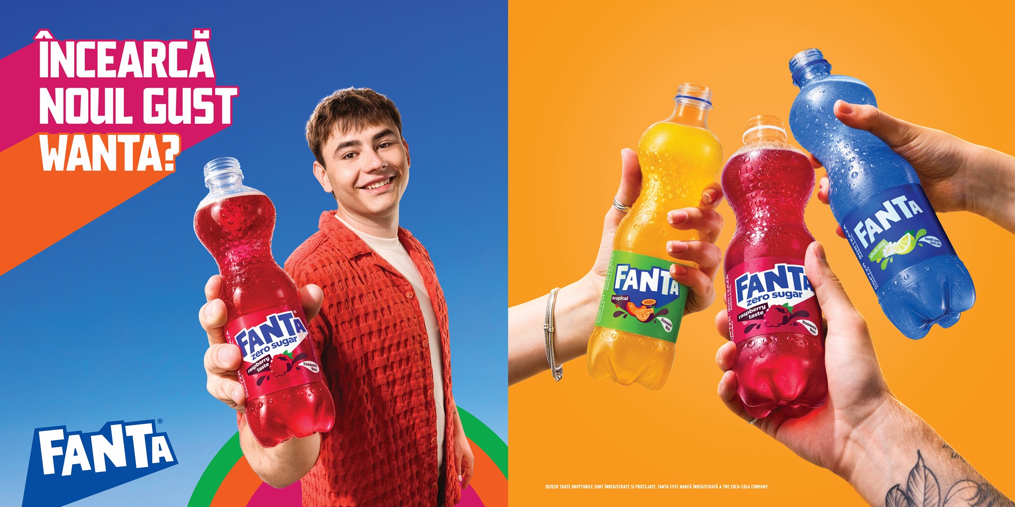 Un tânăr ține o sticlă de Fanta
