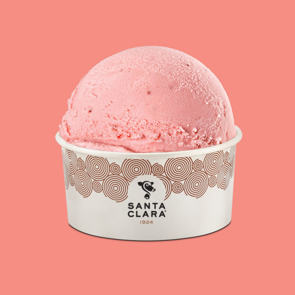 Vaso con Bola de Helado de Fresa Santa Clara 100% Leche de Vaca 