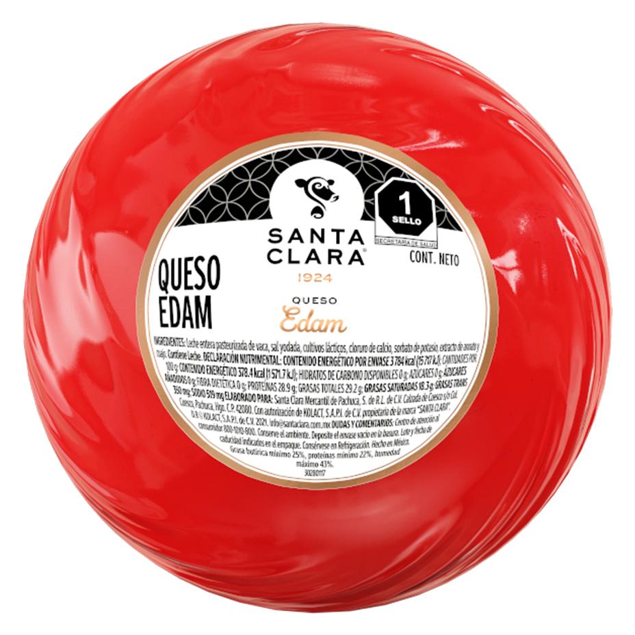 Queso Edam Santa clara en empaque con envoltura roja de cera