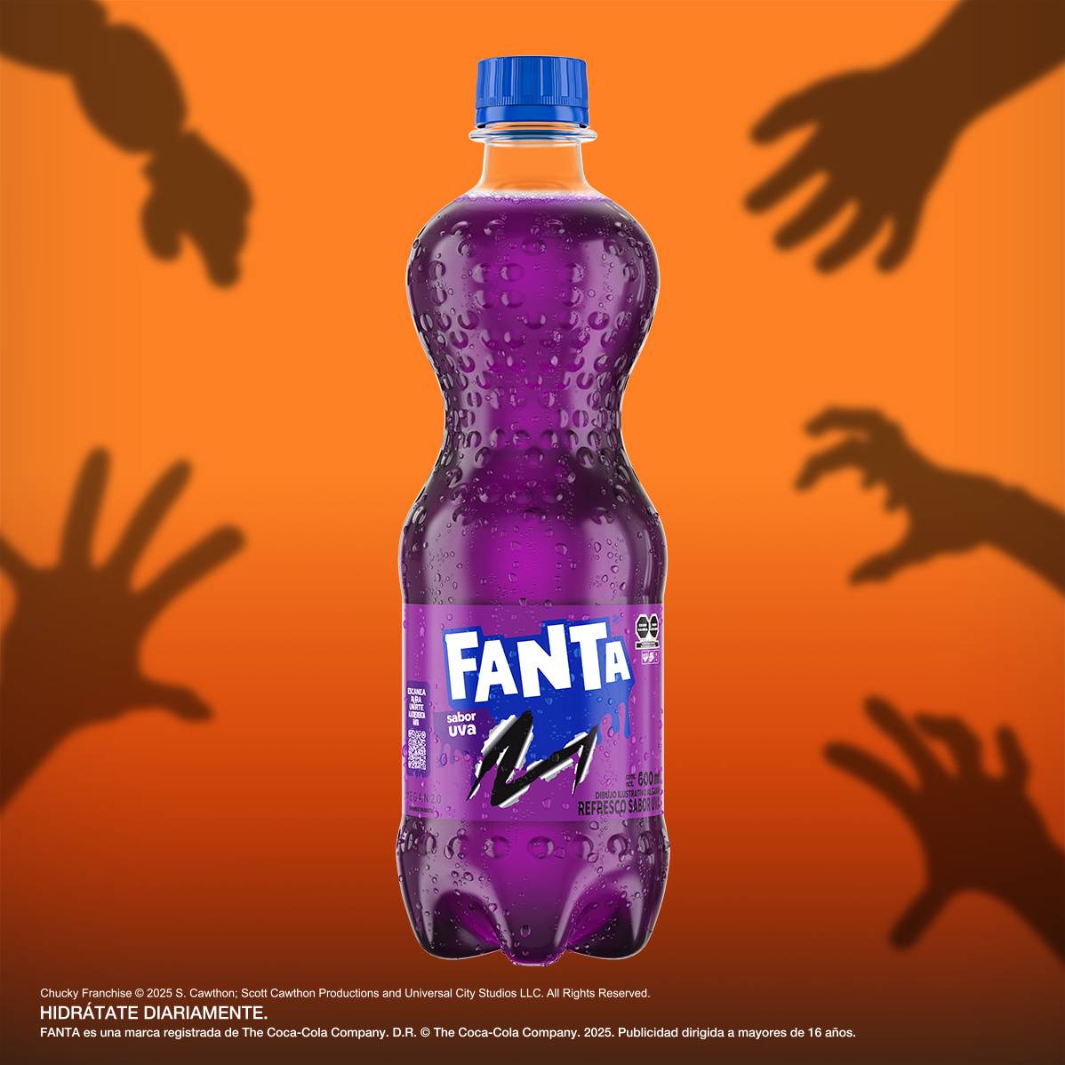 Botella de Fanta sabor Uva.