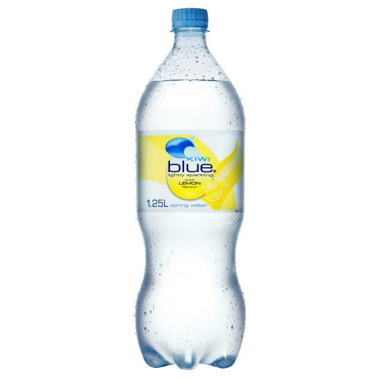 Kiwi Blue Lightly Sparkling Water Lemon bottle