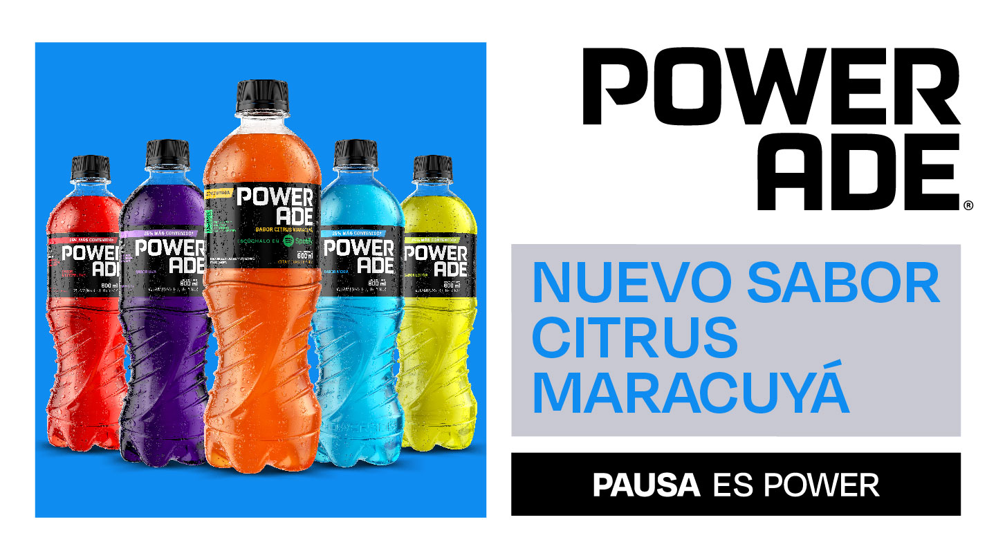 Banner de Powerade. Nuevo Sabor Citrus Maracuyá. 