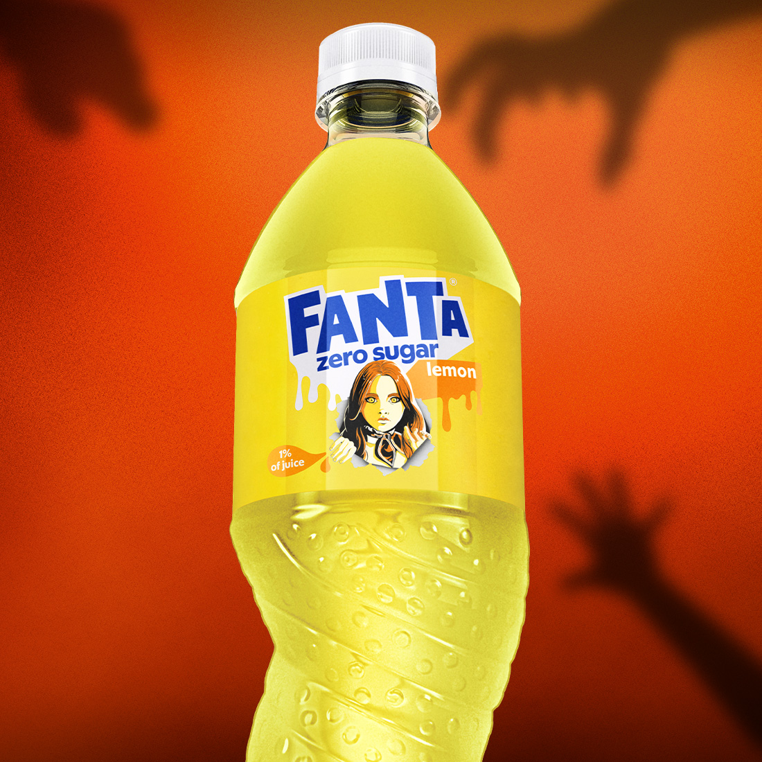 Fanta Lemon Zero koos M3GANi kujutisega.