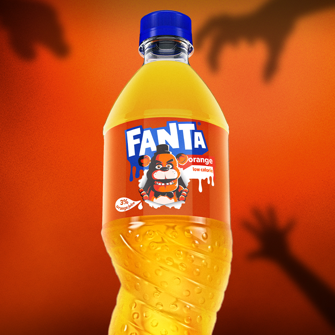Fanta Orange koos Freddy Fazbeari kujutisega.