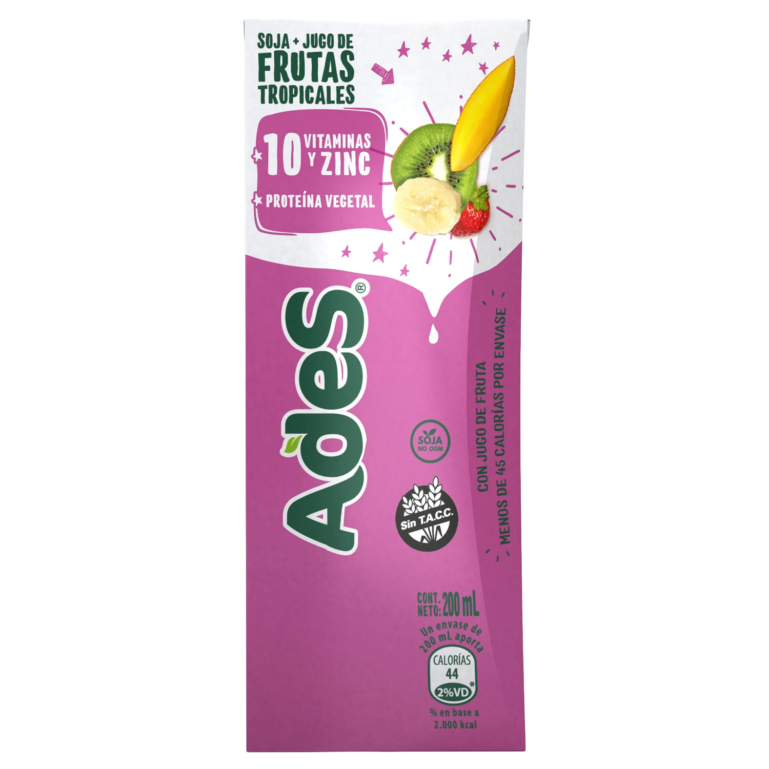 Tetra Brik de Ades Soja Sabor Frutas Tropicales 200 mL