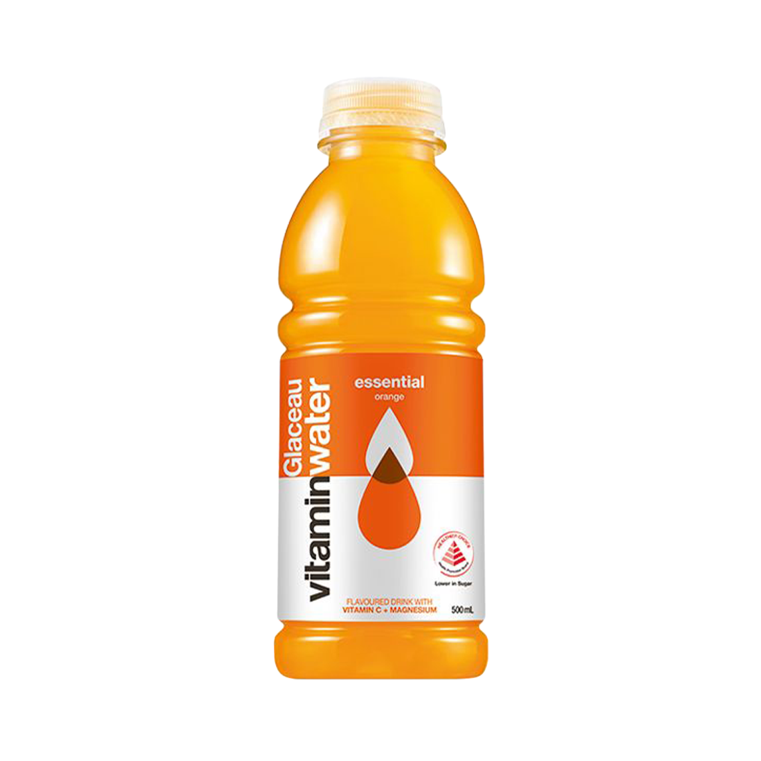 A bottle of orange flavored Glaceau Vitaminwater