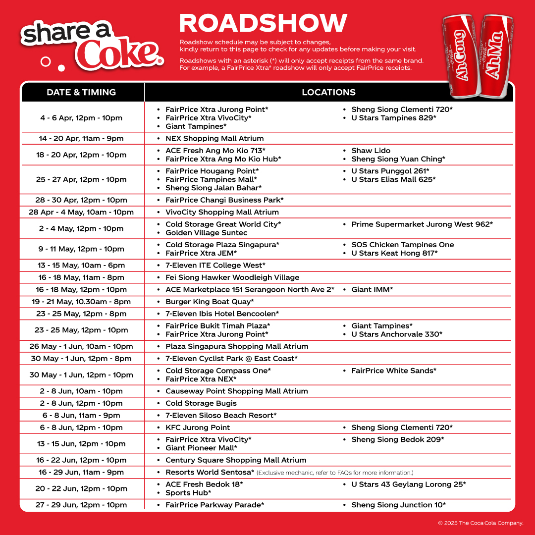 Coke25_SG_SAC_Roadshow_FB_Schedule Coke25_SG_SAC_Roadshow_FB_Schedule