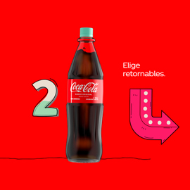 sv-coca-cola-reborn-carrusel-desktop_270x270px.jpg Botella retornable de Coca-Cola con el número 2 y el texto "Elige tu bebida favorita".