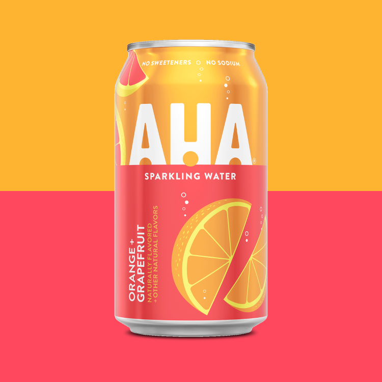 Aha Orange Grapefruit Cans, 12 fl oz, 8 Pack