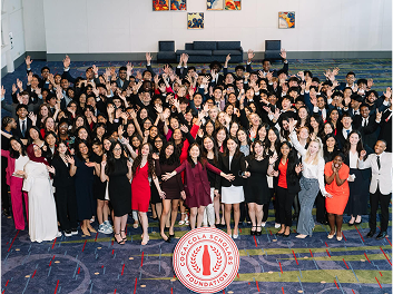 A large group photo featuring students sponsored by the Coca-Cola Scholars Foundation