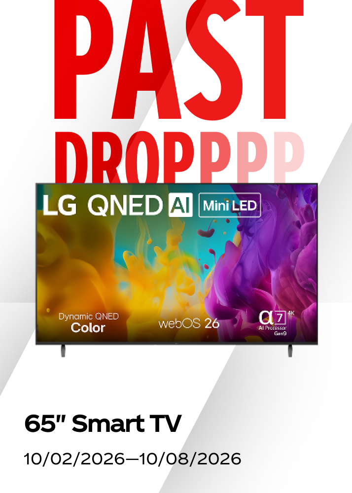 Past weekly prize drop featuring a 65 inch LG Smart TV for the Fall Football sweepstakes.