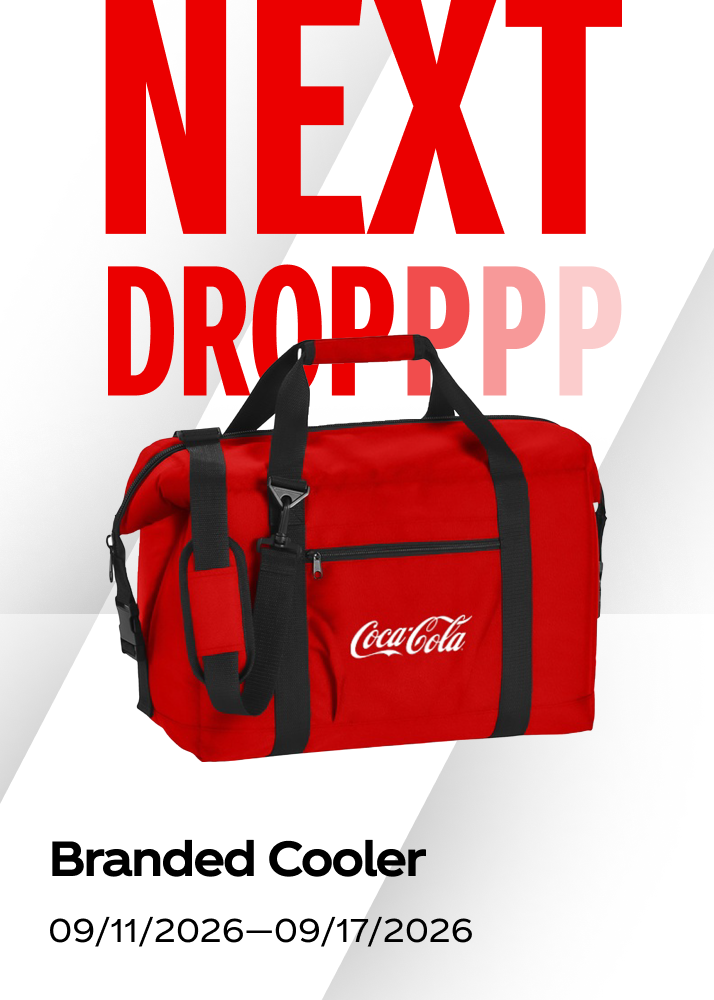 Live weekly prize drop featuring a red Coca-Cola branded cooler for the Fall Football promo.
