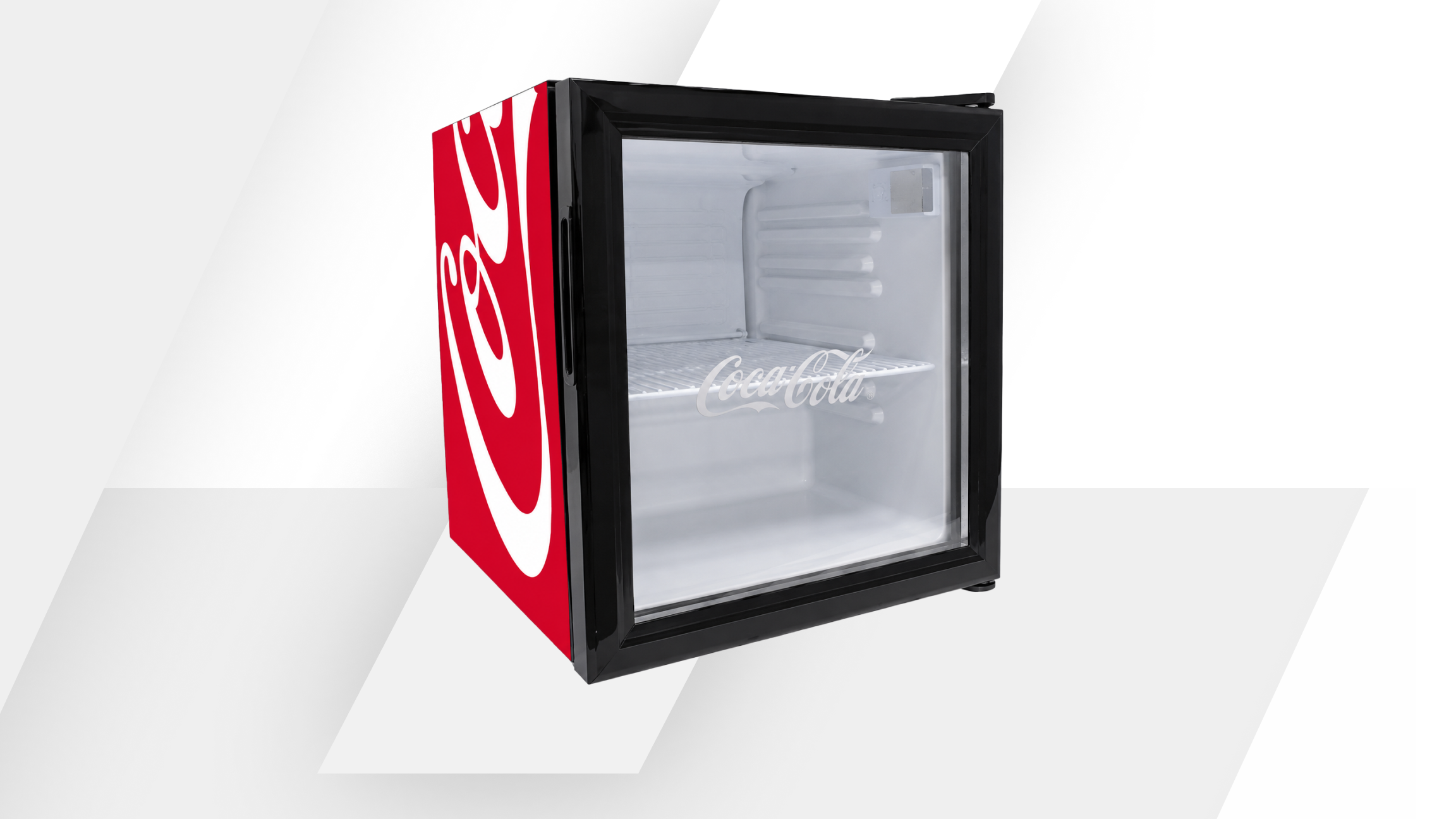 Promotional image featuring a glass-door Coca-Cola countertop mini fridge for the Fall Football campaign.