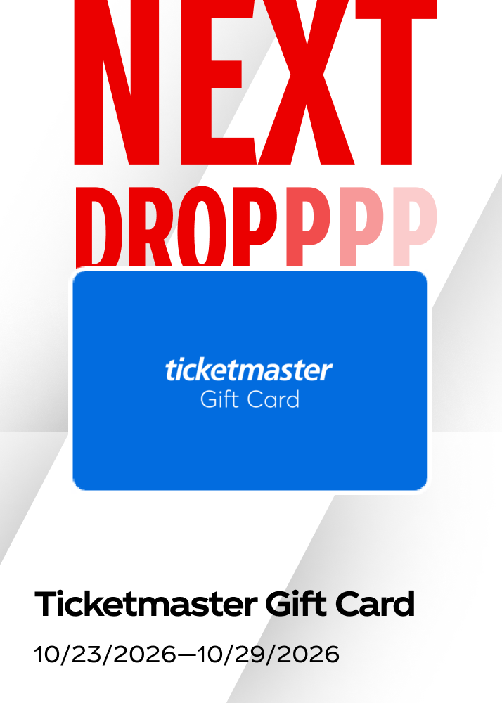 Next reward drop featuring a Ticketmaster gift card for the fall hockey sweepstakes, valid October 23 to 29.