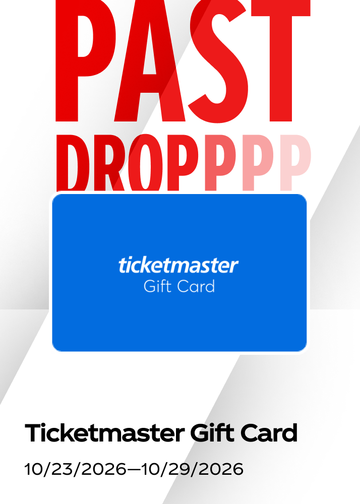 A digital Ticketmaster gift card shown as a past prize drop for the fall hockey promo.