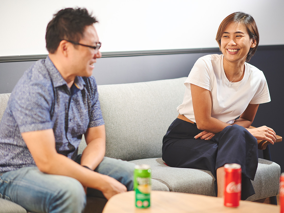 Group of people laughing together