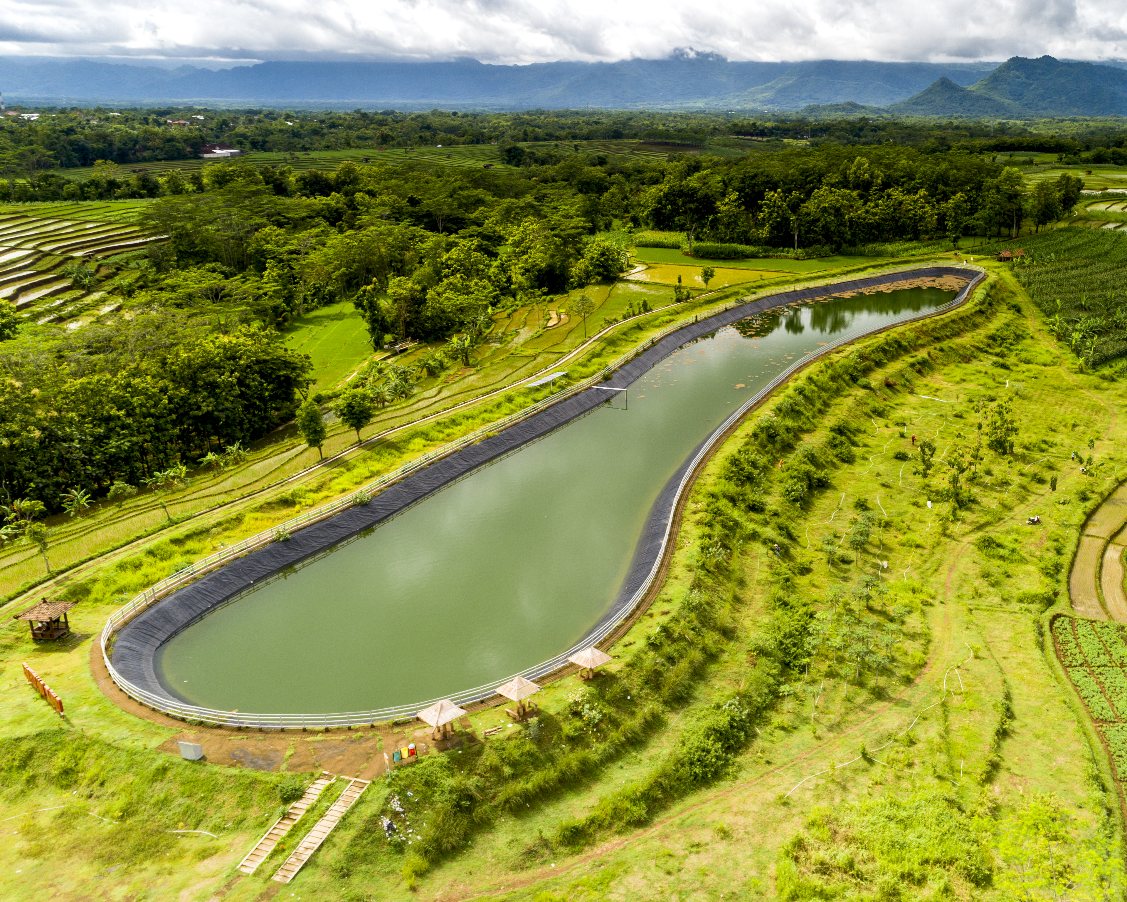 A rainwater catchment pond in Indonesia